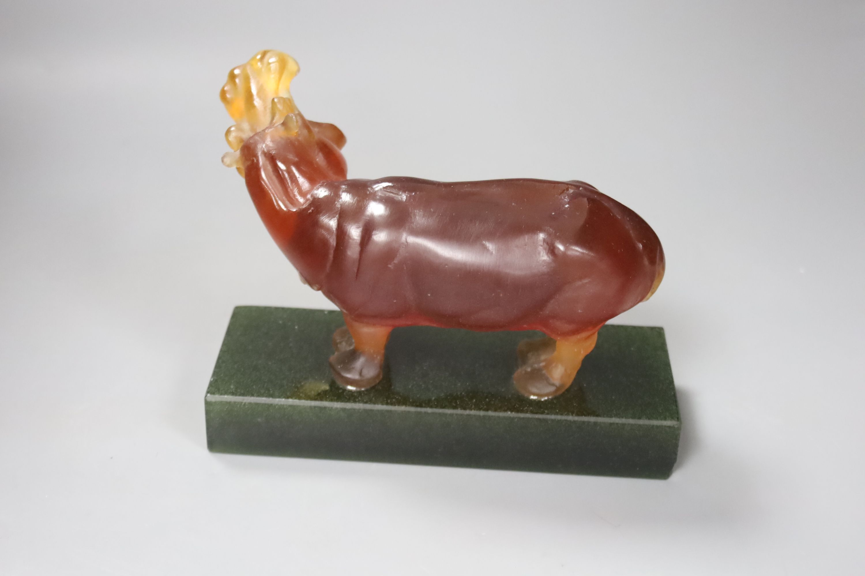 A Daum signed and boxed glass model of a hippopotamus